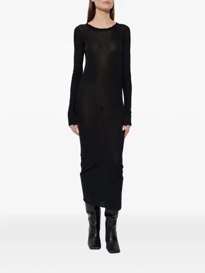 Rick Owens Long-sleeve Midi Dress In Black