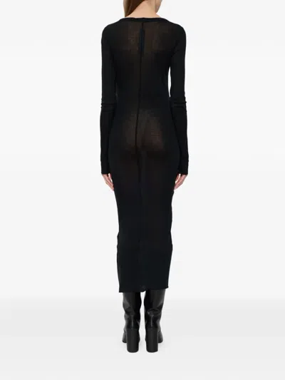 Rick Owens Long-sleeve Midi Dress In Black