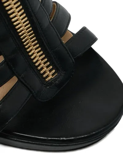 Pre-owned Jimmy Choo Glenys Front-zip Heeled Sandals In Black