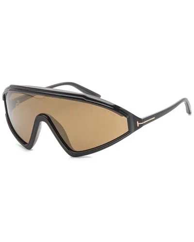 Tom Ford Shield Frame Acetate Sunglasses In Brown