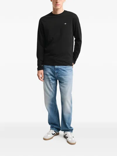 Gant Shield Long-sleeve T-shirt In Black