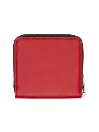 Rick Owens Zip Square Wallet In Red