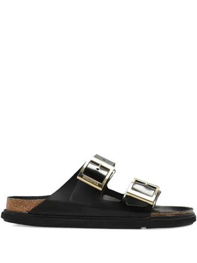 Birkenstock Arizona Droplet Buckle Shiny Leather Sandals In Multi