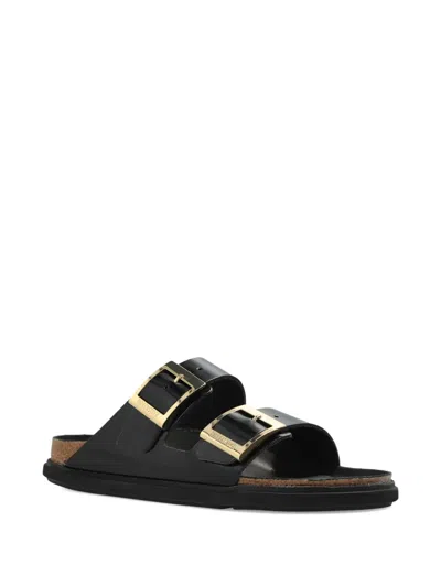 Birkenstock Arizona Droplet Buckle Shiny Leather Sandals In Multi