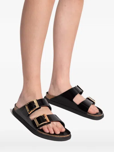 Birkenstock Arizona Droplet Buckle Shiny Leather Sandals In Multi