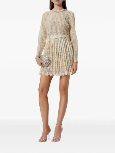 Self-portrait Lace Embellished Maxi Dress In Gold