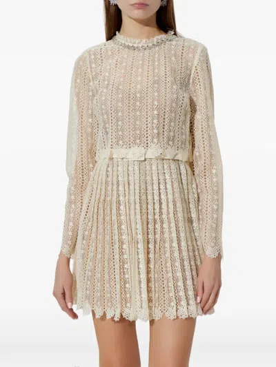 Self-portrait Lace Embellished Maxi Dress In Gold