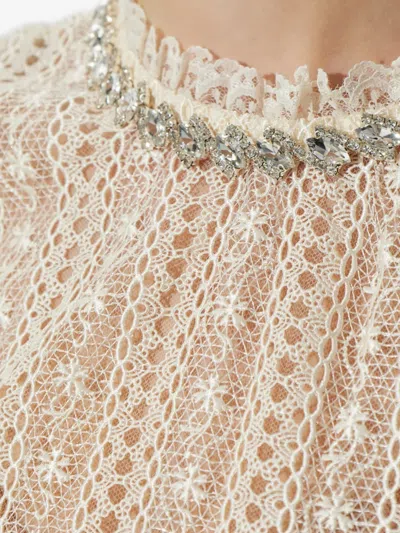 Self-portrait Lace Embellished Maxi Dress In Gold