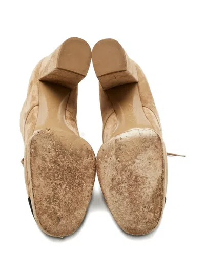Pre-owned Chanel Cap-toe Platform Ankle Boots In Neutral