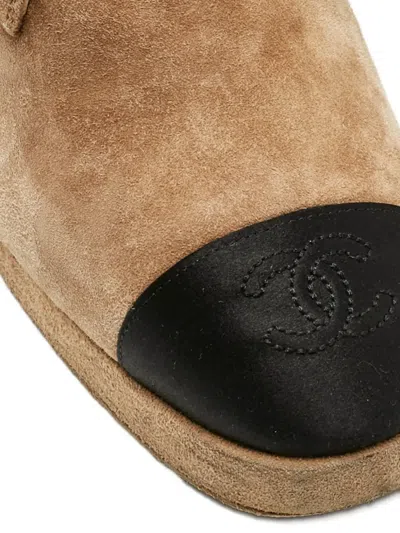 Pre-owned Chanel Cap-toe Platform Ankle Boots In Neutral