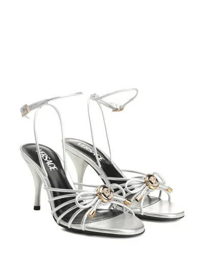 Versace Embellished Metallic Leather Sandals In Multi