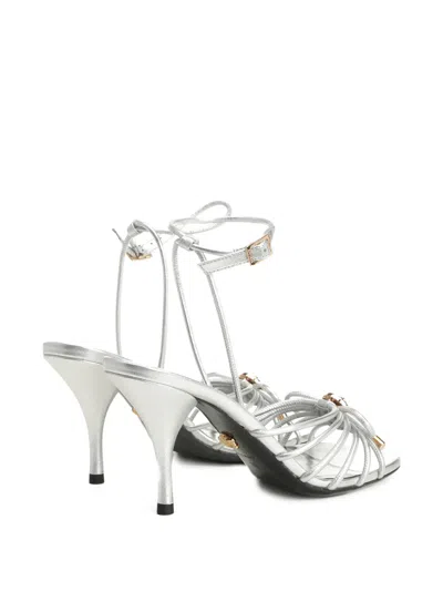 Versace Embellished Metallic Leather Sandals In Multi