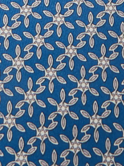 Pre-owned Hermes Silk Printed Tie In Blue