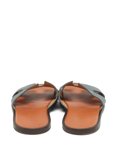 Pre-owned Hermes Izmir Leather Sandals In Blue