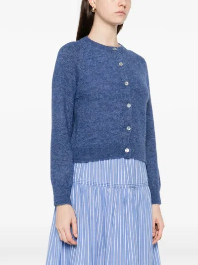 Doen Puff-sleeves Cardigan In Blue