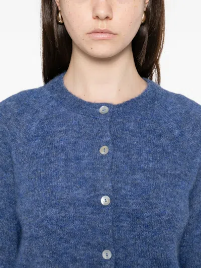 Doen Puff-sleeves Cardigan In Blue