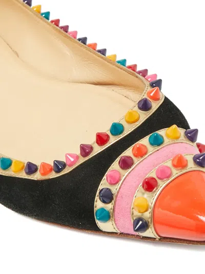 Pre-owned Christian Louboutin Malabar Hill Spike-accent Pointed-toe Ballet Flats In Black