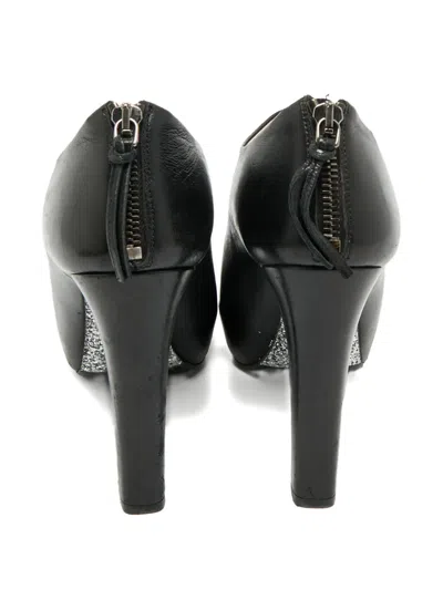 Pre-owned Miu Miu Glitter Heel Leather Pumps In Black