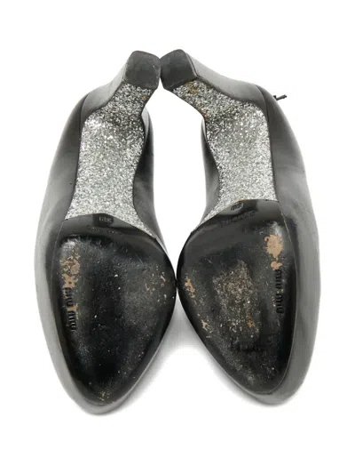 Pre-owned Miu Miu Glitter Heel Leather Pumps In Black