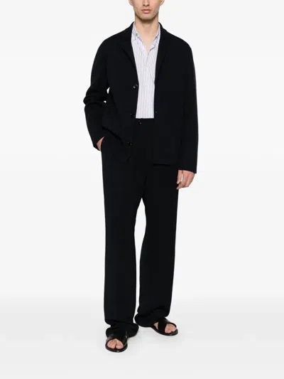 Fursac Collared Button-front Cardigan In Blue