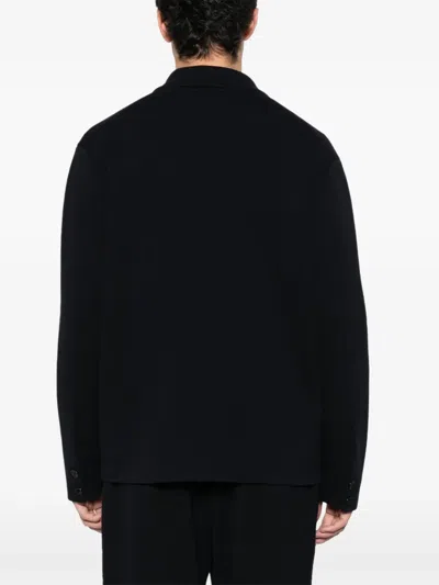 Fursac Collared Button-front Cardigan In Blue