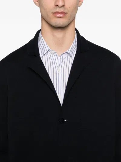 Fursac Collared Button-front Cardigan In Blue