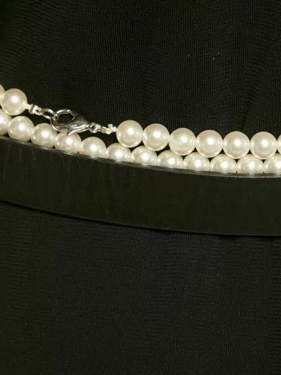 Pre-owned Max Mara V-neck Leather-belt Midi Dress In Black