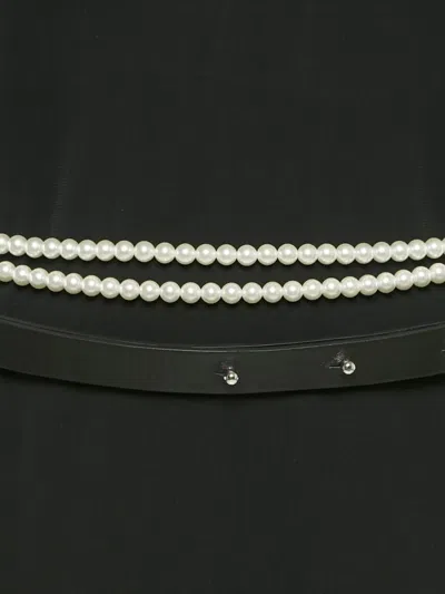 Pre-owned Max Mara V-neck Leather-belt Midi Dress In Black