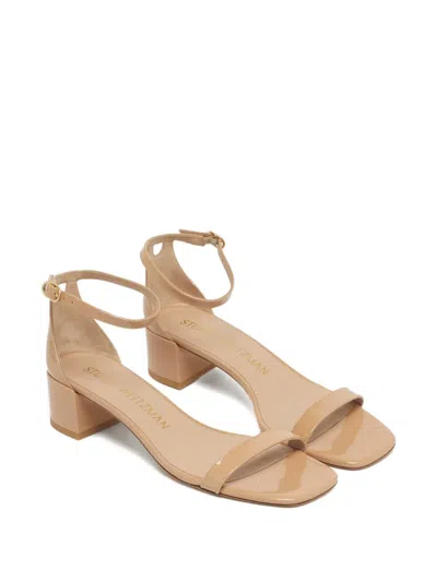Pre-owned Stuart Weitzman Bambina Block-heel Sandals In Neutral