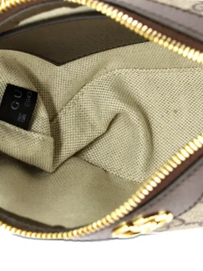 Pre-owned Gucci Ophidia Charm Shoulder Bag Gg Coated Canvas Small Crossbody Bag In Brown