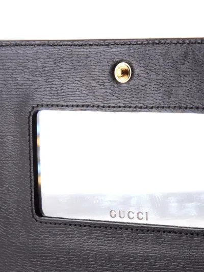 Pre-owned Gucci Petite Gg Marmont Chain Wallet Leather Mini Crossbody Bag In Black