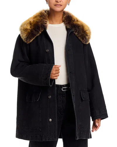Frame The Shearling Overcoat In Black