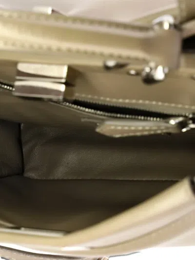 Pre-owned Fendi Peekaboo Bag Leather Mini Shoulder Bag In Neutral