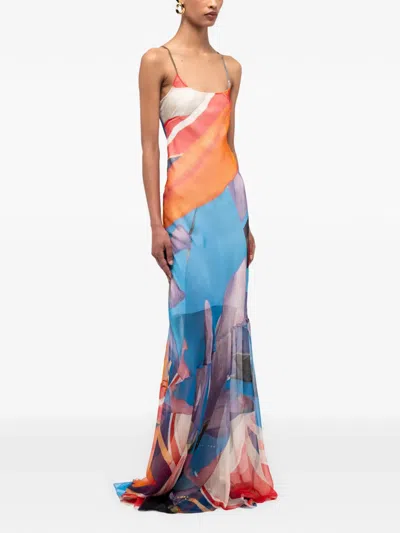Donde Esteban Palenque Floral Maxi Dress In Blue
