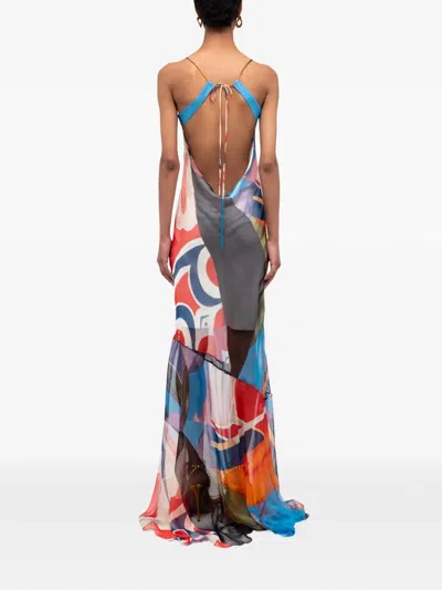 Donde Esteban Palenque Floral Maxi Dress In Blue