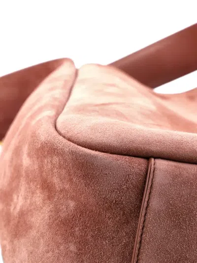 Pre-owned Saint Laurent Le 5 A 7 Supple Suede Small Hobo Bag In Pink