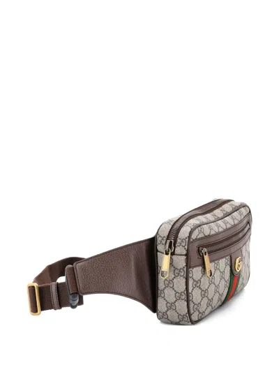 Pre-owned Gucci Ophidia Gg Coated Canvas Medium Belt Bag In Brown