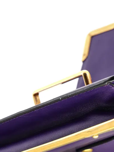 Pre-owned Prada Cahier Embellished Leather Small Crossbody Bag In Black