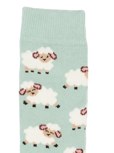 Mc2 Saint Barth Sheep-pattern Socks In Green