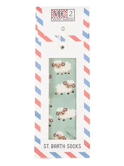 Mc2 Saint Barth Sheep-pattern Socks In Green