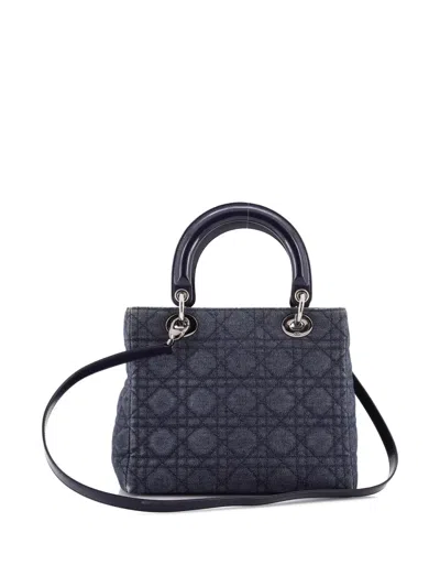 Pre-owned Dior Lady  Bag Denim Medium Satchel In Blue