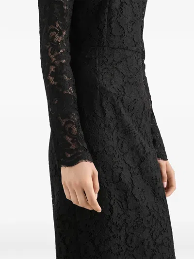 Dolce & Gabbana Long-sleeve Lace Midi Dress In Black