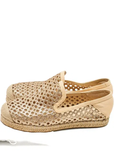Pre-owned Stuart Weitzman Metallic-leather Espadrilles In Gold
