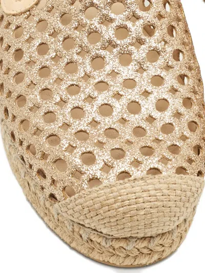 Pre-owned Stuart Weitzman Metallic-leather Espadrilles In Gold