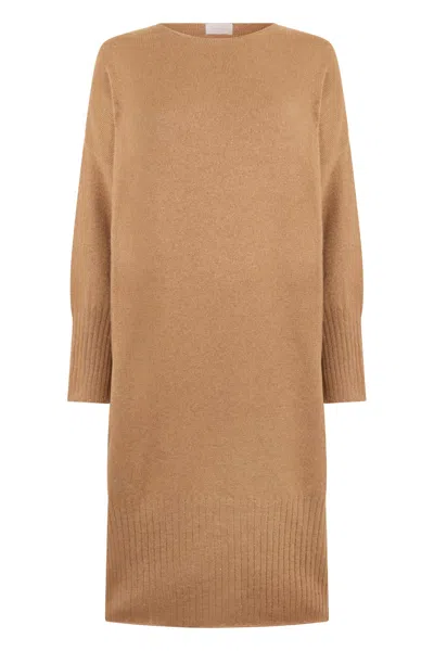 Malo Long Beige Elegant Dress, Minimalist And Refined In Nude