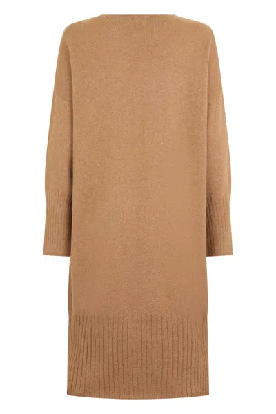 Malo Long Beige Elegant Dress, Minimalist And Refined In Nude