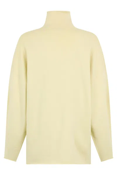 Malo Turtleneck Sweater In A Light Shade Of Yellow With Long Sleeves. In Neutral