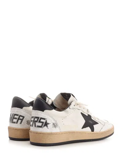 Golden Goose Ballstar Black And White Low Top Sneakers With Star Patch On The Side And Contrasting Heel With Writ In Multi