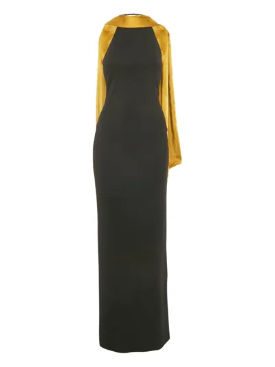 Pre-owned Solace London Dahlia Crepe Maxi Dress In Black