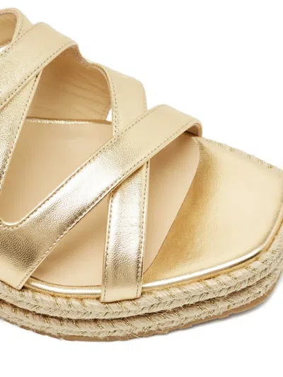 Pre-owned Jimmy Choo Leather Wedged Sandals In Gold